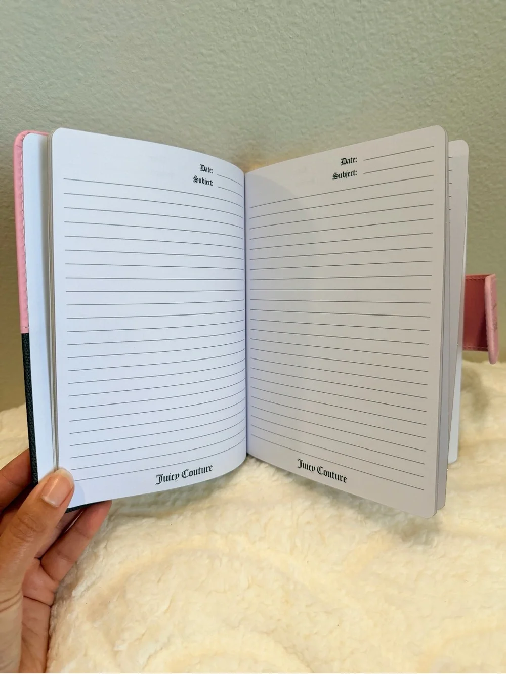 Juicy Couture Pink and Black Crest Snap Journal